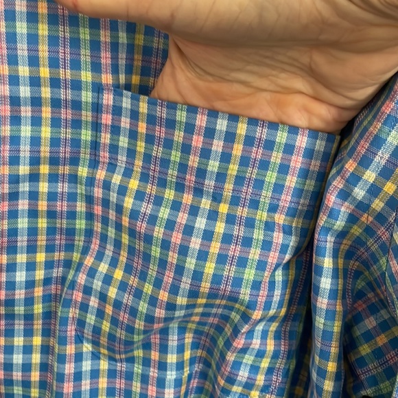 Peter Millar Mini-Plaid multi blue-green-purple- Button down long sleeve XL - Picture 4 of 7